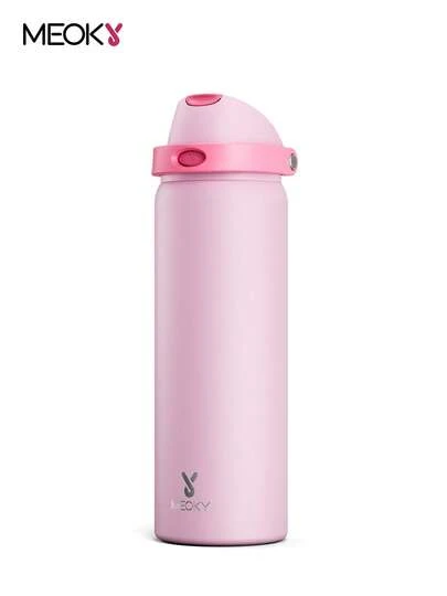 Meoky 32oz Vacuum Insulated Water Bottle with 2-in-1 Straw and Spout Lid, Insulated Cup, Keep Cold 24H, Leak-Proof, Fits in Car Cup Holder, Stainless Steel Tumbler for Sports, Travel, and School