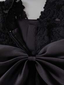 0-2岁女婴黑色礼服套装、婚礼花童薄纱礼服套装 - 黑色 - 查看 9