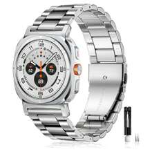 1 条不锈钢表带 + 1 个金属表带拆卸工具，兼容三星 Galaxy Watch 8 / 8 Classic Ultra 47mm (2025/2024)，男女通用金属表带，适合手腕尺寸：6.3"-8.26" (160mm-210mm) - 銀色 - 查看 1
