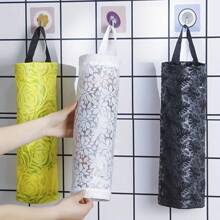 1pc Plastic Bag Holder, Grocery Bag Holder, Mesh Hanging Storage Bag Dispenser, Foldable Garbage Bag Organizer, Breathable Plastic Bag Storage For Kitchen