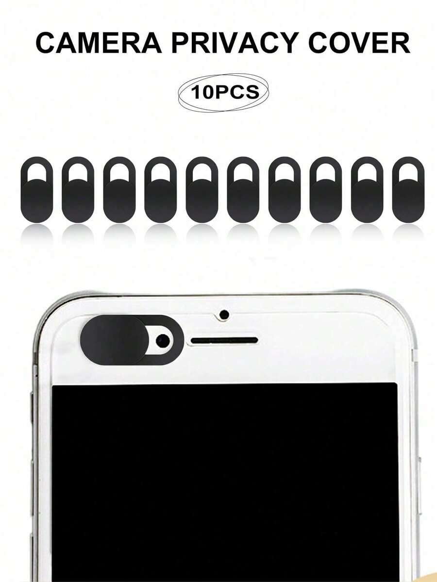 10 件笔记本电脑和平板电脑相机盖，隐私保护滑块 - 黑色 - 查看 1