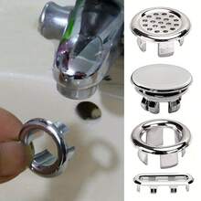 1 件装洗脸盆溢流环，精美装饰盖，水槽溢流塞，塑料不锈钢面盆溢流环 - 銀色 - 查看 2