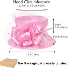 2025 Bucket Hats Women Ladies Girls, Organza Derby Fascinator Hat Tea Party Bridal Church, Hats - 4455 màu hồng - Xem 3