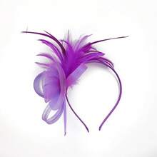 Fascinators Hats Women,Tea Party Fascinator Hair Clip With Feathers Wedding,Derby Hats Headbands - Ha9462-purple - View 7