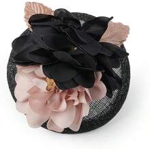 Fascinators Hats Women,Tea Party Fascinator Hair Clip With Feathers Wedding,Derby Hats Headbands - Style6-黑色 - 查看 5
