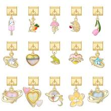 1件金色吊坠模块化手链，可DIY替换花朵、水母、心形、五角星、鱼尾、月亮、海星元素，都市休闲风格，圣诞节和万圣节必备单品，秋季色调，本土风情，实用时尚，圣诞风情，迷人设计，不锈钢饰品，圣诞装饰，秋季办公风格 - 多款組合 - 查看 7