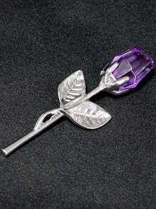 1pc Crystal Red Rose Gift With Silver Leaf Infinity Flower|Handmade Wrapped|Thanksgiving/Wedding/Anniversary/Valentine's Day Gift For Her - Multicolor - View 8