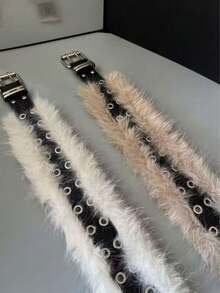 1pc 2025 Winter New Y2K Retro Faux Fur Waist Belt, Personalized Furry Waist Chain, Suitable For Halloween Costumes & Daily Outfits (Handmade, Slight Fluffiness Is Normal) - Multicolor - View 5
