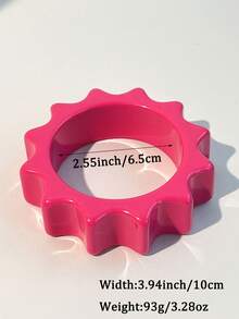 1件不对称圆形树脂手链，亮粉色不对称女士首饰，周年纪念礼物 - 彩色 - 查看 6