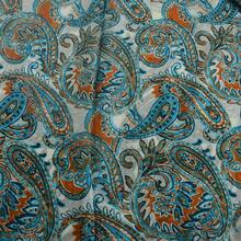 100% Mulberry Silk Scarf For Women Lightweight Long Scarves Beach Wraps Cover Up -Travel Photography Scarfhalloween - 藍白佩斯利花紋 - 查看 6