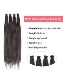 18/24 Inch 40 Strands Dreadlock Hair Extensions,Synthetic Hippie Single Ended Handmade Dreads,Thin 0.6cm Width Straight Reggae Style Dreadlocks For Woman - 咖啡棕 - 查看 2