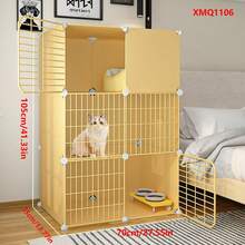 2-Tier Enclosed Cat Cage, Sturdy Indoor Cat House With Large Space For Kittens - Multicolor - View 6