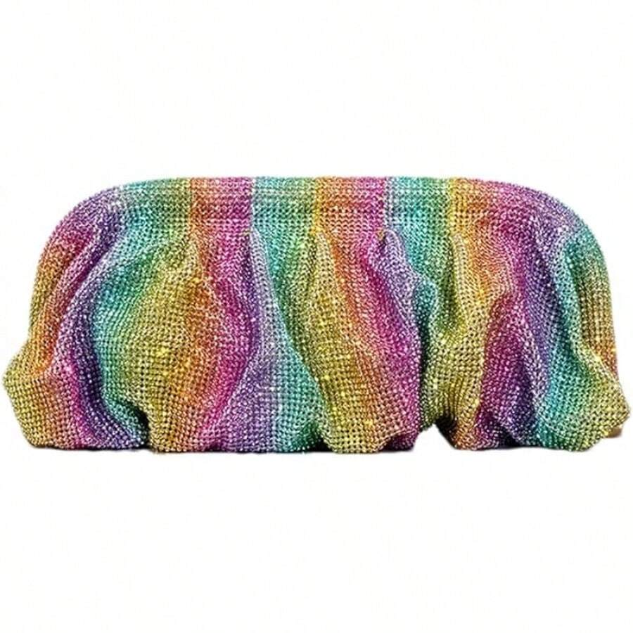 Bling Rhinestone Purse Bags Dumpling Clutch Purses For Women Formal Wedding Prom Evening Handbags-2025 - 彩虹1 - 查看 1