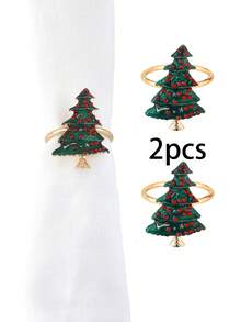 2-6 Stücke Weihnachts-Servietten-Ringe Set, Hirsch, Weihnachtsbaum, Schneemann, Weihnachtskranz, Auto Weihnachtsbaum, Weihnachts-Tischdekoration Servietten-Halter, Weihnachtsparty Servietten-Halter