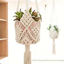 Cesta de hamaca para plantas de estilo bohemio para interiores, con cesta de maceta de plantas con diseño, decoración para interiores y exteriores