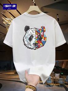Camiseta de Marca.R con Estampado, Cuello Redondo, Mangas Cortas, Top de Verano de Media Manga Pura, Estilo de Moda. YLYA - Blanco - Ver 1