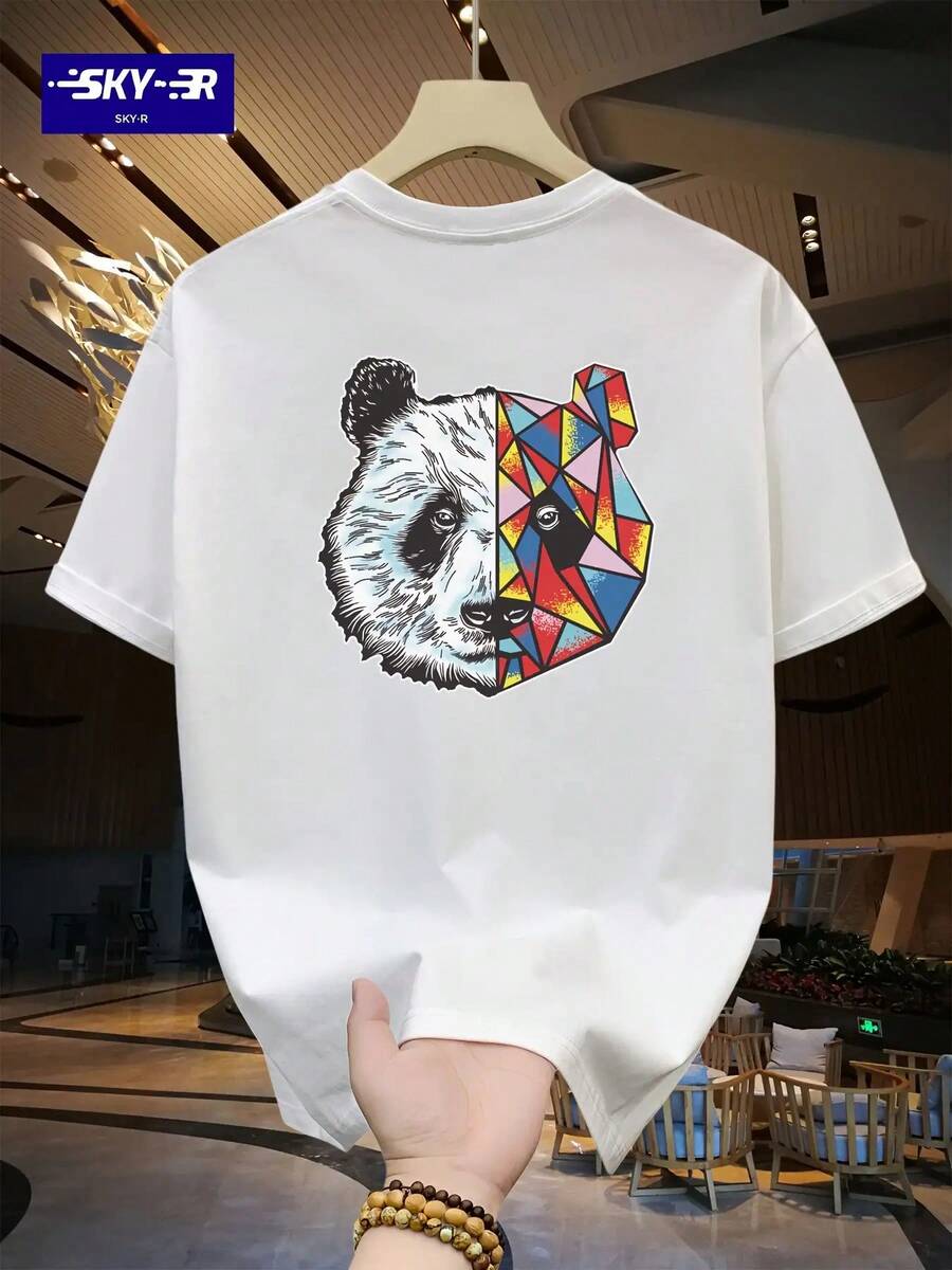 Camiseta de Marca.R con Estampado, Cuello Redondo, Mangas Cortas, Top de Verano de Media Manga Pura, Estilo de Moda. YLYA - Blanco - Ver 1