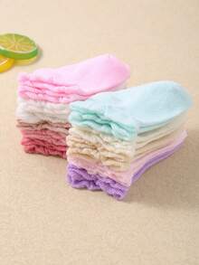 10 đôi tất ngắn màu Dopamine, thiết kế có viền bèo nhún cho bé gái. Được làm từ vải lưới ren mềm mại và thoải mái. Thích hợp cho trẻ sơ sinh từ 0-3 tuổi. - Nhiều màu - Xem 6