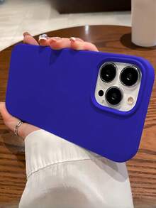 1pc Luxury Fluorescent Color Wireless Charging Mobile Phone Case Compatible With IPhone 17 AIR 16 15 14 13 12 11 Pro Max Plus | Liquid Silicone | Ultra-Thin Protective Shockproof | Mobile Phone - 克萊因藍 - 查看 3