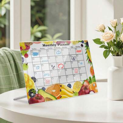 1set Decorative Plan Board, Monthly Schedule, Acrylic Fruit Style Decoration, Suitable For Office, Kitchen Perfect Monthly Calendar, Convenient To Organize.