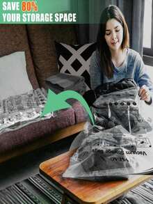 Vacuum Seal Bags For Clothing- 20 Pack 4 Sized Vacuum Storage Bags With Hand Pump, Space Saver Organisers For Travel Luggage Clothes Blankets Comforters (4Jumbo,4L4M8S) - 顏色D - 查看 5