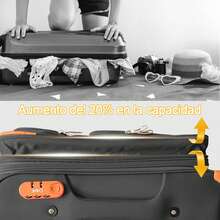 Set Of 2 Travel Suitcases, 20 And 18 Inches, With Rigid Wheels And A Lock. - 灰色 - 查看 6