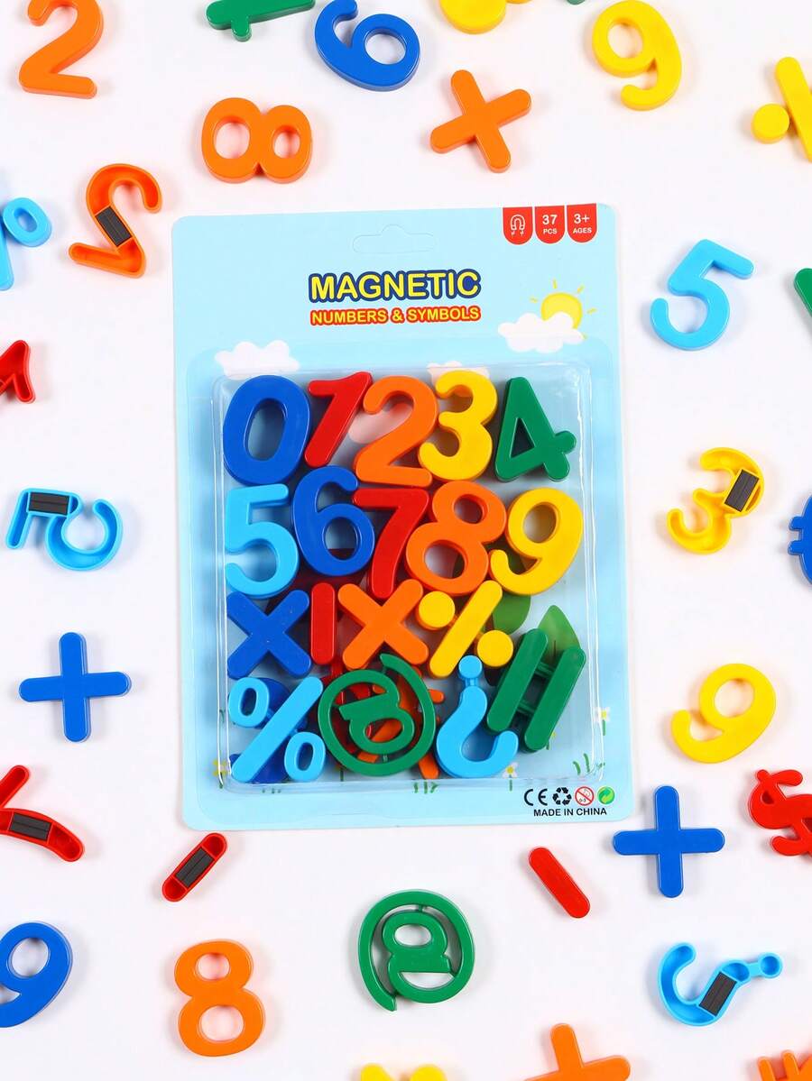 37pcs Numeric Symbol Display Set, Fridge Magnet/Whiteboard Memo, Colorful PP Lightweight & Shockproof, Math Symbol Stickers Educational Toy, Suitable For Home And School, New Year/Eid Gift - Multicolor - View 1
