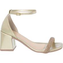 Women's Rhinestone Sandal With Thick Heel And Comfort Party Heel - Gold - View 5