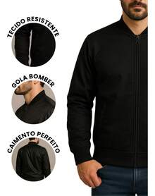 Men's Chimpa Bomber Jacket With Zipper And Pockets - 黑色 - 查看 3