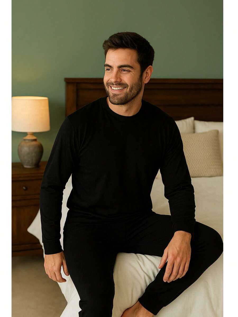 BELIME | Set de Pijama Básico de 2 Piezas para , Hombre, Manga Larga, Cuello Redondo, Colores Variados | Tela Ligera con Elasticidad | Ideal para Primavera, Verano, Otoño e Invierno | Estilo Cómodo y Casual con Cárdigan en Cuello, Puños y Tobillos | Tejido Transpirable y Suave de Algodón y Poliéster | Ajuste Regular con Estilo Ajustado| Sin Bolsillos, Sin Forro, No Transparente | Lavar a Mano o en Lavadora con Agua Tibia, No Usar Cloro, Secado al Aire | Perfecto para Dormir, Estar en Casa o Relajarse en Familia | Pijama Largo con Corte Natural en la Cintura, Manga Normal, Diseño Clásico y Atemporal | Material de Alta Calidad: Cardigan, Psiphon | Ropa de Dormir Versátil y Cómoda para Toda la Familia, Ideal para el Descanso Diario y el Estilo de Vida Moderno