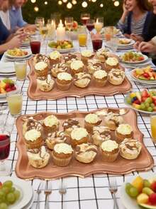 20/10/5pcs 9" X 13" Elegant Gold Rimmed Rectangular Paper Plates, Suitable For Dessert Display, Dining Table Party, Cupcake Display, Birthday Party, Wedding, Bridal Shower, Picnic, Everyday Home Use - Multicolor - View 4