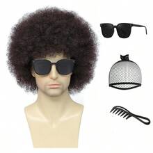 Airhostess Judge Colonial Wig For M Funny Crazy Wigs Washington Hallowe Costume Cosplay Party Wigs (Light Brown) - C-70s 假髮-棕色 - 查看 1