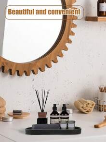 浴室梳妆台托盘，椭圆形硅胶厨房皂碟梳妆台托盘珠宝托盘浴室台面化妆品香薰蜡烛收纳托盘 - 彩色 - 查看 3