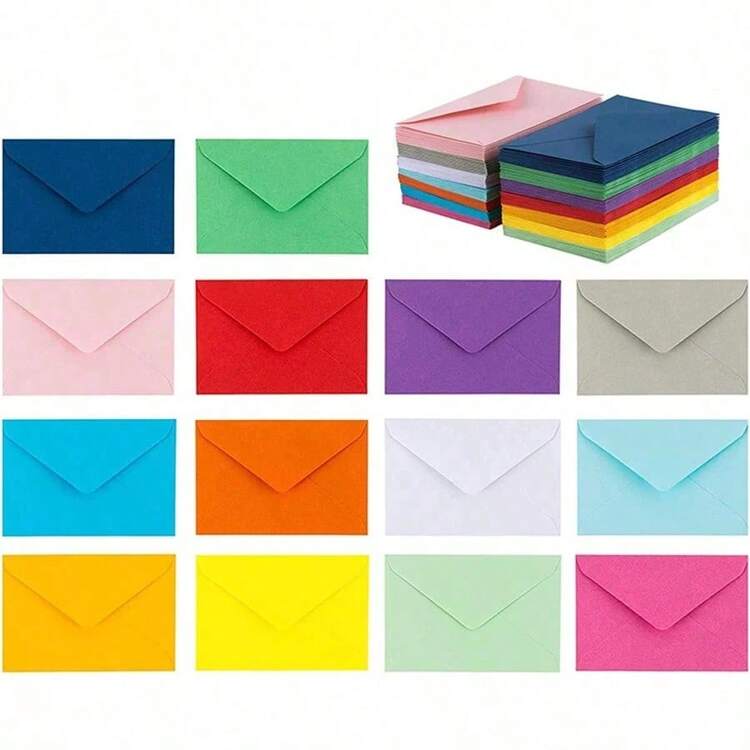 280pcs/140pcs/70pcs/42pcs/14pcs Mini Envelopes, 14 Different Colors, Self-Adhesive Seal, Gift Cards, Business Cards Envelopes (10cm*7cm) - Multicolor - View 1