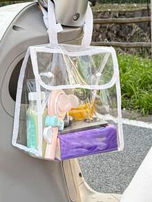 1 pieza Bolsa de almacenamiento frontal para scooter eléctrico, impermeable, con botón magnético, gran capacidad, adecuada para teléfono, lápiz labial, mochila infantil, resistente a la suciedad, bolsa colgante de almacenamiento multifuncional, bolsa de almacenamiento frontal para scooter eléctrico, bolsa de almacenamiento transparente, impermeable, anti-lluvia, bolsa para teléfono, organizador de almacenamiento - Multicolor - Ver 5