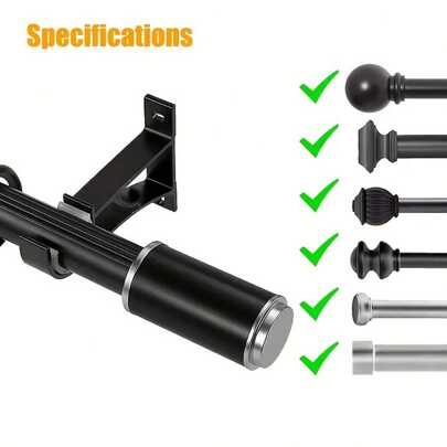 2pcs/4pcs Heavy Duty Metal Black Single Curtain Rod Brackets, Suitable For 25-28mm Wall Mounted Curtain Rods