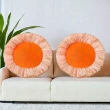 2pcs Orange Sunflower Shaped Mop Pads, Round Replacement Mop Pads, Cleaning Supplies For Home, Dorm, Office And Other Occasions, Cleaning Tools (Without Pole), Home Cleaning Supplies, Christmas Cleaning Supplies