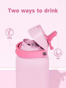 Meoky 40oz Vacuum Insulated Water Bottle with 2-in-1 Straw and Spout Lid, Insulated Cup, Keep Cold 24H, Leak-Proof, Fits in Car Cup Holder, Stainless Steel Tumbler for Sports, Travel, and School - 淺粉 - 查看 5