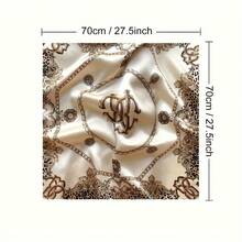 27.5" Chain Leopard Print Square Scarf For Women – Brown Satin Faux Headscarf, Elegant Decorative Scarf, Perfect For Styling And Everyday Wear - Red Leopard Print - View 4