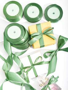 1 卷 22 米，缎带鼠尾草绿色丝带丝绸灰鼠尾草丝带适用于工艺品、毕业礼物包装、蝴蝶结、花束、蛋糕、婚礼邀请卡、派对装饰 - 鼠尾草綠 - 查看 3