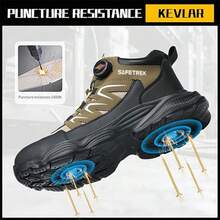 All-Season Steel Toe Safety Sneakers For Men And Women - Lightweight, Puncture-Proof & Anti-Slip Work Shoes With Rotating Buckle, Mid-Top Design For Warehouse, Delivery, Restaurant, Hiking & Daily Commute - Màu Khaki - Xem 4