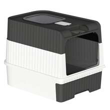 Cat Litter Box, Enclosed Toilet House, Cat Litter Scoop And Deodorizing Bag Box Included, Removable Tray, Load Capacity 15 Kg, Pink/Black/Grey - 黑色 - 查看 4