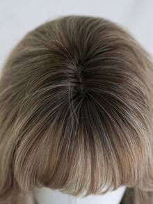 NAMM 26 英寸挑染棕金色波浪假发，宽松长卷发，带刘海，深色发根，高品质耐热纤维合成长卷发假发，适合时尚女性和女孩派对角色扮演使用 - 紫色 - 查看 6