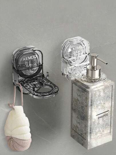 1个吸盘式沐浴露架，厨房液体皂悬挂架。无孔洗发水收纳架，壁挂式洗涤剂收纳架，浴室配件，房间装饰