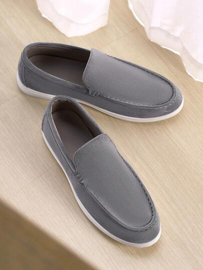男士经典绒面革乐福鞋，休闲一脚蹬驾车鞋，圆头平底莫卡辛鞋（尺码偏大，建议订购小一码）