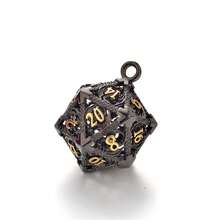 D20 金属空心盒 + 7 件金属骰子套装，便携式棋盘游戏骰子迷你套件，黑暗血迹风格骰子吊坠，圣诞节，万圣节， - 彩色 - 查看 10