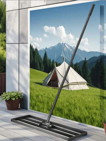 Rasen Nivellierrechen Metall, Rasenrechen mit ergonomischem Griff, Nivellierung von Sand Boden, Rechen Flächenebner Rasenwerkzeug, für Garten Hinterhof Golfplatz, Schwarz (75cm *25cm)