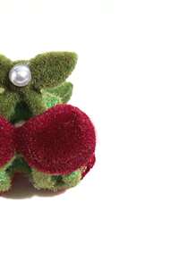 1 件 2 厘米/0.78 英寸纯色天鹅绒迷你樱花花发夹，女士前刘海公主发夹侧分高髻发饰，优雅发夹头饰秋冬爪夹发饰女士度假装 - 酒紅色 - 查看 7