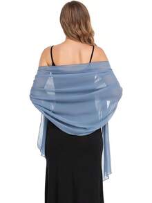 Shawls And Wraps Evening Dresses Sheer Chiffon Women Elegant Soft Silky Wraps Wedding Bridal Scarf - 酒紅色 - 查看 8