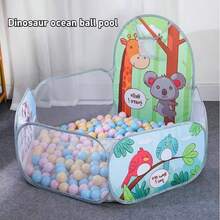 圣诞装饰可爱可折叠卡通球坑帐篷：儿童室内/室外玩耍 - 带海洋球坑和篮球架（不含海洋球）